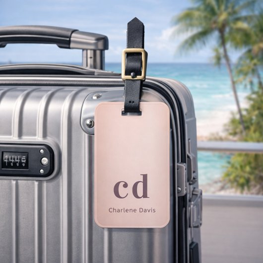 バラ金ゴールドモノグラム名ミニマルモダンリスト ラゲッジタグ