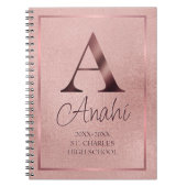 バラ金ゴールドモノグラム学年学校 ノートブック (正面)