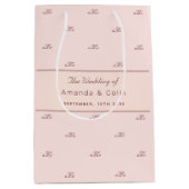 バラ金ゴールドモノグラム対イニシャル結婚のスクリプト ミディアムペーパーバッグ (正面)