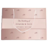 バラ金ゴールドモノグラム対イニシャル結婚のスクリプト ラージペーパーバッグ (正面)