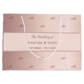 バラ金ゴールドモノグラム対イニシャル結婚のスクリプト ラージペーパーバッグ (裏面)