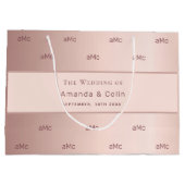 バラ金ゴールドモノグラム対イニシャル結婚ズ ラージペーパーバッグ (裏面)