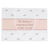 バラ金ゴールドモノグラム対結婚イニシャル白 ラージペーパーバッグ (裏面)