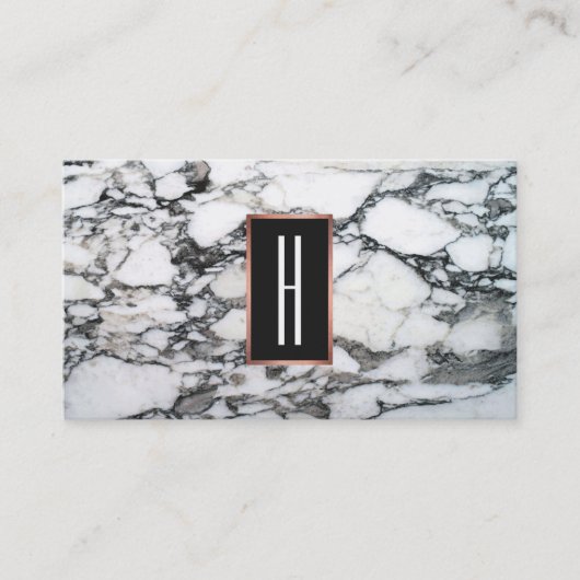 バラ金ゴールドモノグラム白黒マーブル 名刺 (正面)