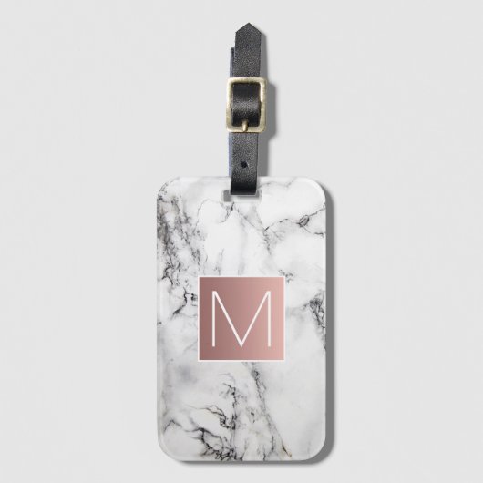バラ金ゴールドモノグラム白黒石 ラゲッジタグ (正面縦)