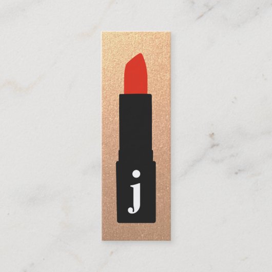 バラ金ゴールドモノグラム美しいメイクアップアーティストリップスティック スキニー名刺 (正面)