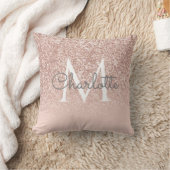 バラ金ゴールドモノグラム赤面ピンクガーリースクリプトスロー クッション (ブランケット)