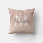 バラ金ゴールドモノグラム赤面ピンクガーリースクリプトスロー クッション (裏面)