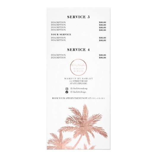 バラ金ゴールドヤシの木の毛の化粧価格 ラックカード (裏面)