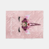 バラ金ゴールドユニコーンスパークルプリンセスモノグラム名 フリースブランケット (正面(横))