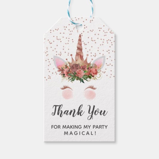 バラ金ゴールドユニコーンプリンセスサンキュー ギフトタグ (正面)