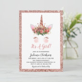 バラ金ゴールドユニコーンプリンセスベビーシャワー 招待状 (スタンド正面)