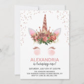 バラ金ゴールドユニコーンプリンセス誕生日 招待状 (正面)