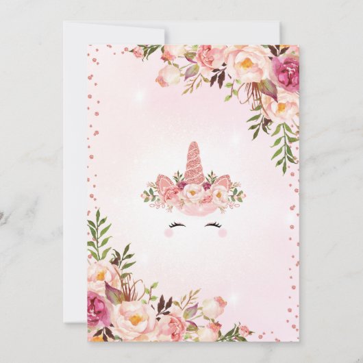 バラ金ゴールドユニコーン/魔法の誕生日パーティー 招待状 (裏面)