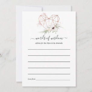 バラ金ゴールドユーカリ幾何学的ベビーシャワー アドバイスカード