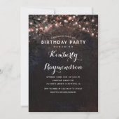 バラ金ゴールドライツ素朴ナイト誕生日 招待状 (正面)