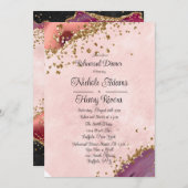 バラ金ゴールドラグジュアリーグリッターアゲートリハーサルディナー 招待状 (正面/裏面)