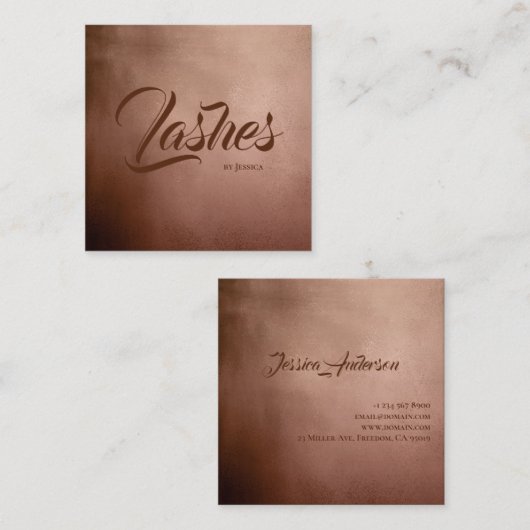 バラ金ゴールドラッシュスタジオ美しいショップラグジュアリエレガントー スクエア名刺 (正面/裏面)