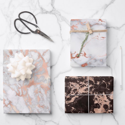 バラ金ゴールドラッピング紙フラットシートセット3 ラッピングペーパーシート (正面)