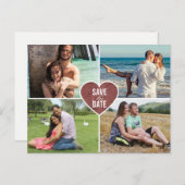 バラ金ゴールドラブハート結婚式の日付を保存 案内ポストカード (正面/裏面)