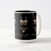 バラ金ゴールドランジェリーブティックロゴビジネス ツートーンマグカップ (正面右)