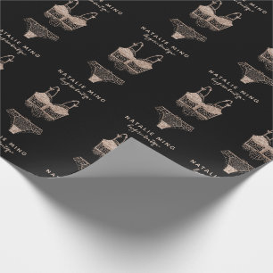 バラ金ゴールドランジェリーブティックロゴビジネス ラッピングペーパー