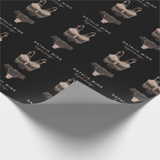 バラ金ゴールドランジェリーブティックロゴビジネス ラッピングペーパー (角)