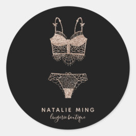 バラ金ゴールドランジェリーブティックロゴ ラウンドシール