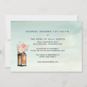 バラ金ゴールドランタンフローラ水色カップルのシャワー 招待状 (裏面)