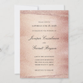 バラ金ゴールドラ結婚プソディエレガントのきらめく金ゴールド 招待状