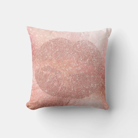 バラ金ゴールドリップグリッター赤面スパークリーキスグラム クッション (正面)