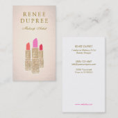 バラ金ゴールドリップスティックメイクアップアーティスト美しいサロン 名刺 (正面/裏面)