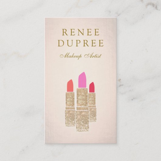 バラ金ゴールドリップスティックメイクアップアーティスト美しいサロン 名刺 (正面)