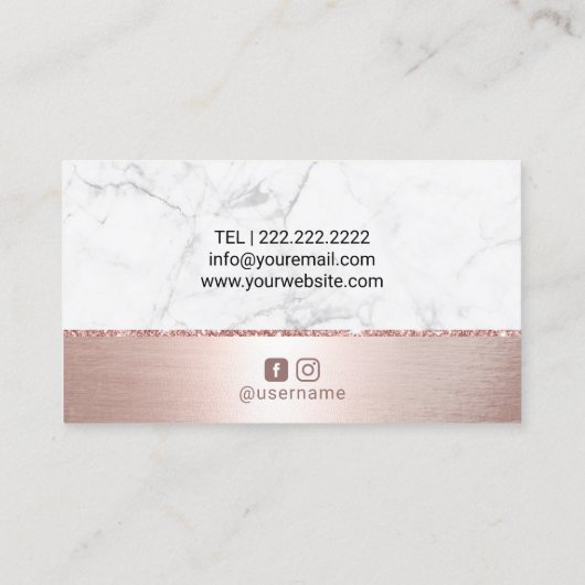 バラ金ゴールドリップスホワイトマーブル化粧アーティストサロン 名刺 (裏面)