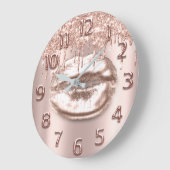 バラ金ゴールドリップス番号グリッタードリップ赤面グリッター ラージ壁時計 (傾斜)