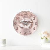 バラ金ゴールドリップス番号グリッタードリップ赤面グリッター ラージ壁時計 (ホーム)