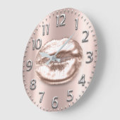 バラ金ゴールドリップス番号赤面シルバーグレイ ラージ壁時計 (傾斜)