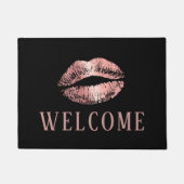 バラ金ゴールドリッププリント美しいサロン歓迎 ドアマット (正面)