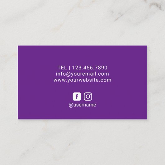 バラ金ゴールドリップメイクアップアーティストパープル美しいサロン 名刺 (裏面)