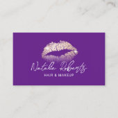 バラ金ゴールドリップメイクアップアーティストパープル美しいサロン 名刺 (正面)