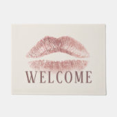 バラ金ゴールドリップメイクアップアーティスト美しいサロン歓迎 ドアマット (正面)