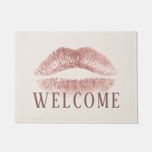 バラ金ゴールドリップメイクアップアーティスト美しいサロン歓迎 ドアマット (正面)