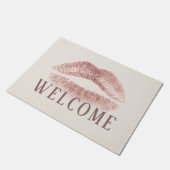 バラ金ゴールドリップメイクアップアーティスト美しいサロン歓迎 ドアマット (アングル)