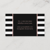 バラ金ゴールドリップモダンストライプメイクアップアーティストサロン 名刺 (裏面)