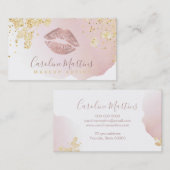 バラ金ゴールドリップ赤面水彩及びフェイクグリッター 名刺 (正面/裏面)