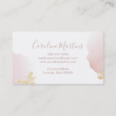 バラ金ゴールドリップ赤面水彩及びフェイクグリッター 名刺 (裏面)