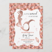 バラ金ゴールドリトルマーメイドベビーシャワー 招待状 (正面/裏面)