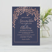 バラ金ゴールドリーフネービーブルータイポグラフィ結婚ズ 招待状 (スタンド正面)