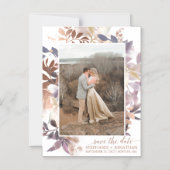 バラ金ゴールドリーフフォトウェディング日付磁石を保存 マグネット招待状 (正面)