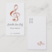 バラ金ゴールドルックツリーブルクレフ、 音符記号    -音楽先生 名刺 (正面/裏面)